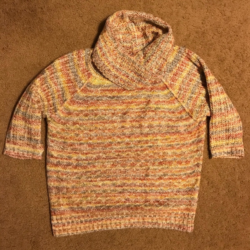 Forever21 multicolor 3/4 sleeve turtleneck sweater